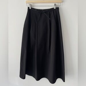Zara Black Pleated Midi Skirt with Bow